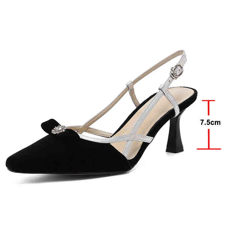 Women`s Square Head Stiletto Shoes Real Leather Spring and Autumn Season Black 2 9