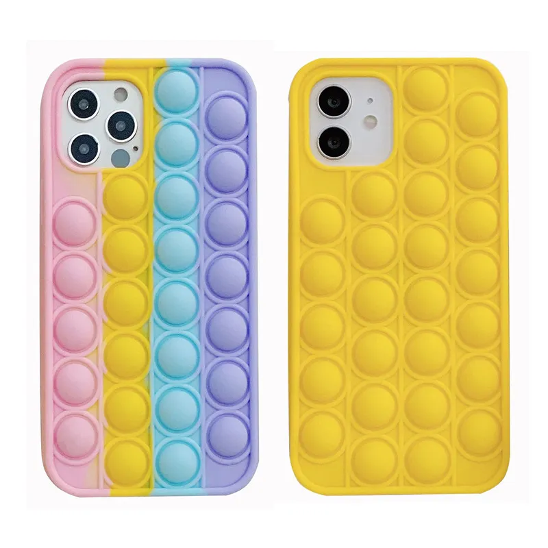 ARS2366 coloré jaune 2 couleurs Silicone Gel décompression coques de téléphone Fuuny coque arrière pour IP 12 Pro Max 11 XS XR meilleur vendeur