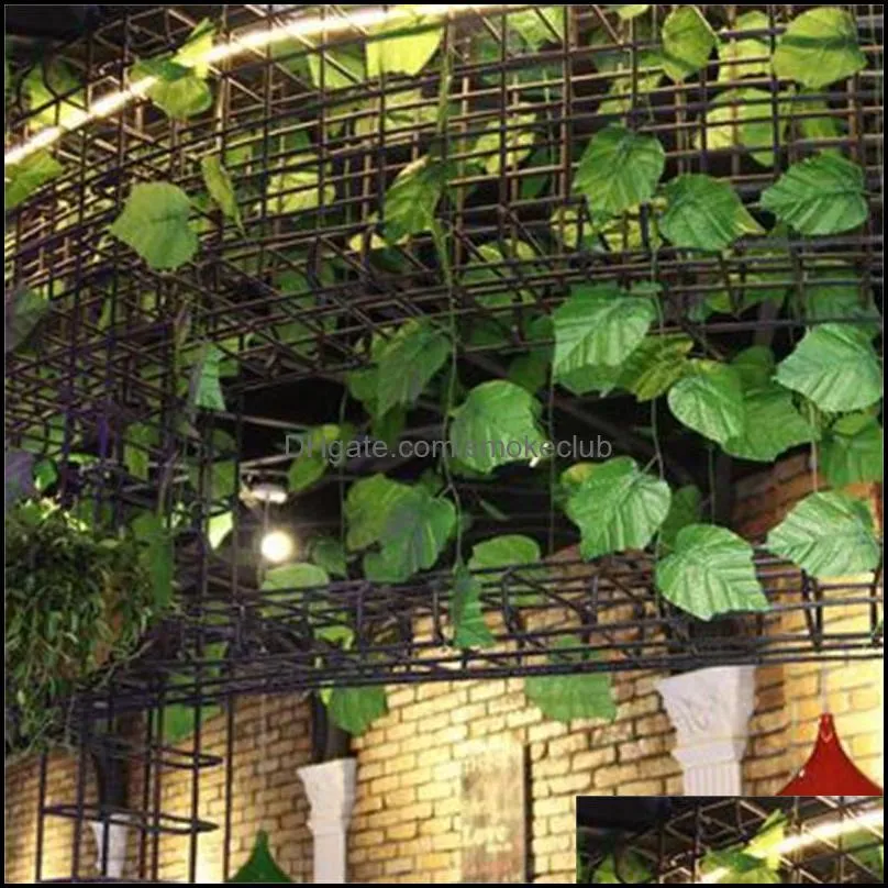 Decorative Flowers & Wreaths N79 10pcs Ivy Green Fake Leaves Garland Plant Vine Foliage Home Decor Plastic Rattan String Wall Artificial