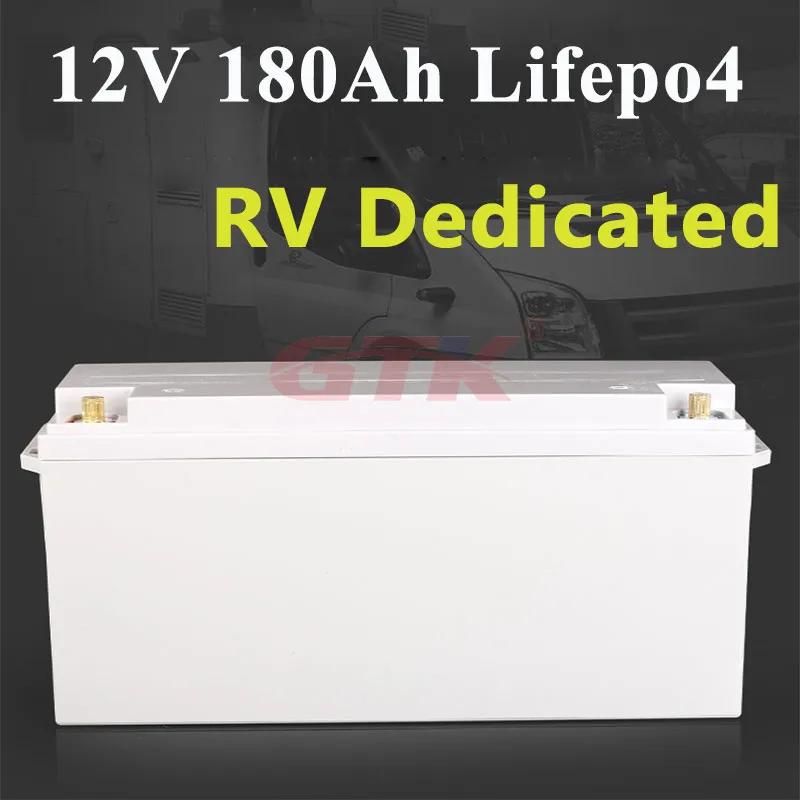 방수 12V 12.8V 180Ah LiFePO4 리튬 배터리 팩이있는 BMS 대용량 RV 모터 홈 + 10A 충전기