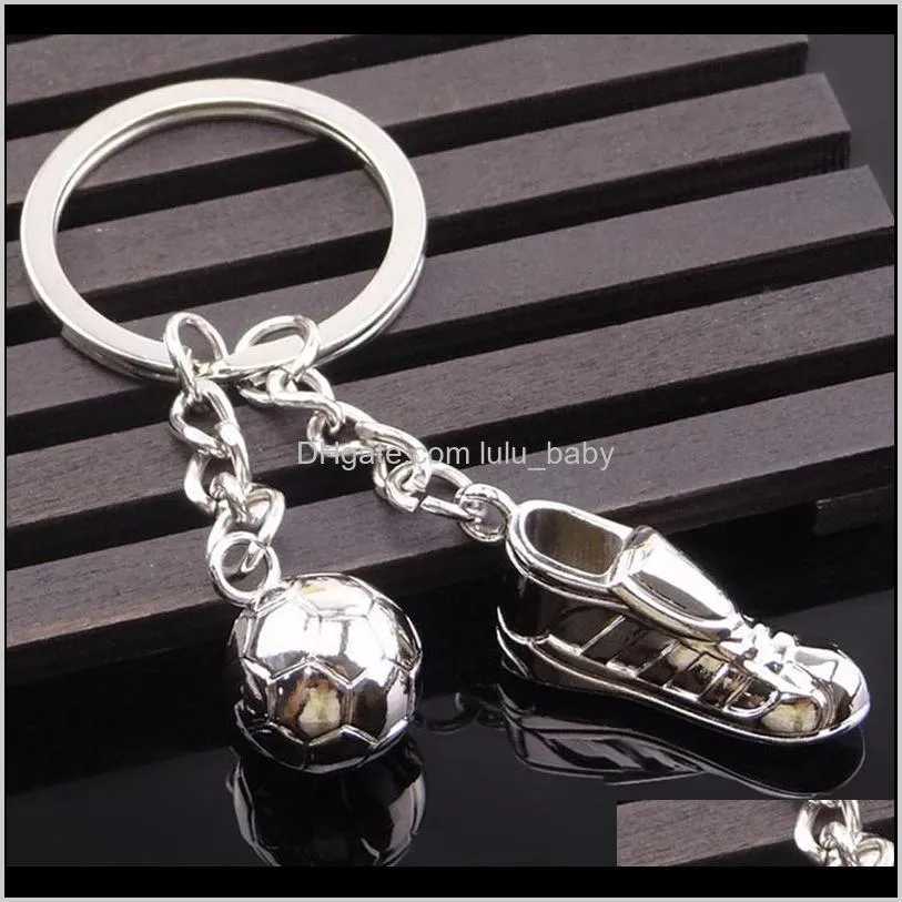 Keychains Accessoires Drop levering 2021 Coole voetbalschoenvorm Mooie sleutelbeelden Unieke metalen ring Key Chain Keyfob Fashion Jewelry 9yVol