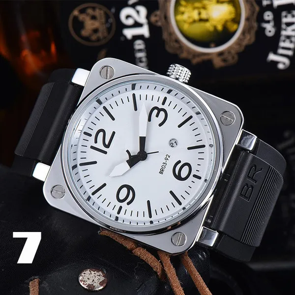 2023 Three ES Mens Watches Quartz Watch Top Brand Rubber Belt Relogio Men Fashion Accessories High Quality BR Designer Kalender