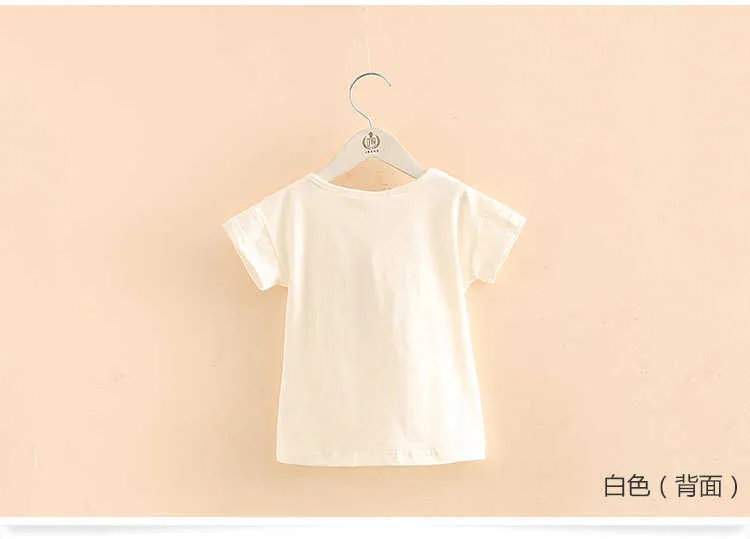 Girls Clothes Summer 100% Cotton White Pink Solid Color V Tassels Patchwork Short Sleeve O-Neck T Shirt Girls (5)