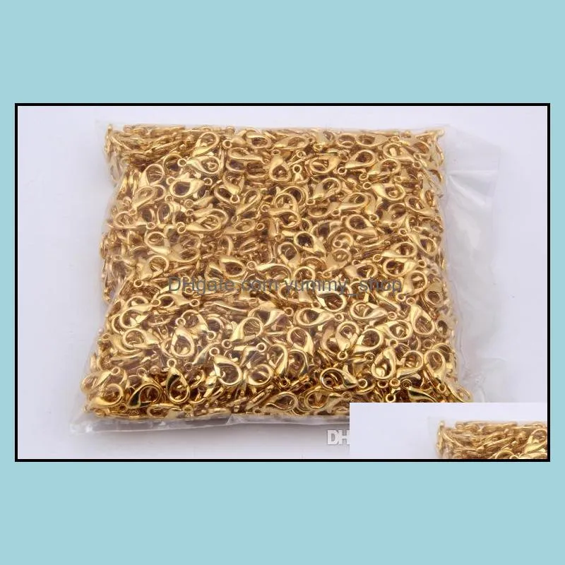 100pcs/lot 10mm 12mm 14mm 16mm 18mm Plated gold Alloy Lobster Claw Clasps Connector Jewelry DIY