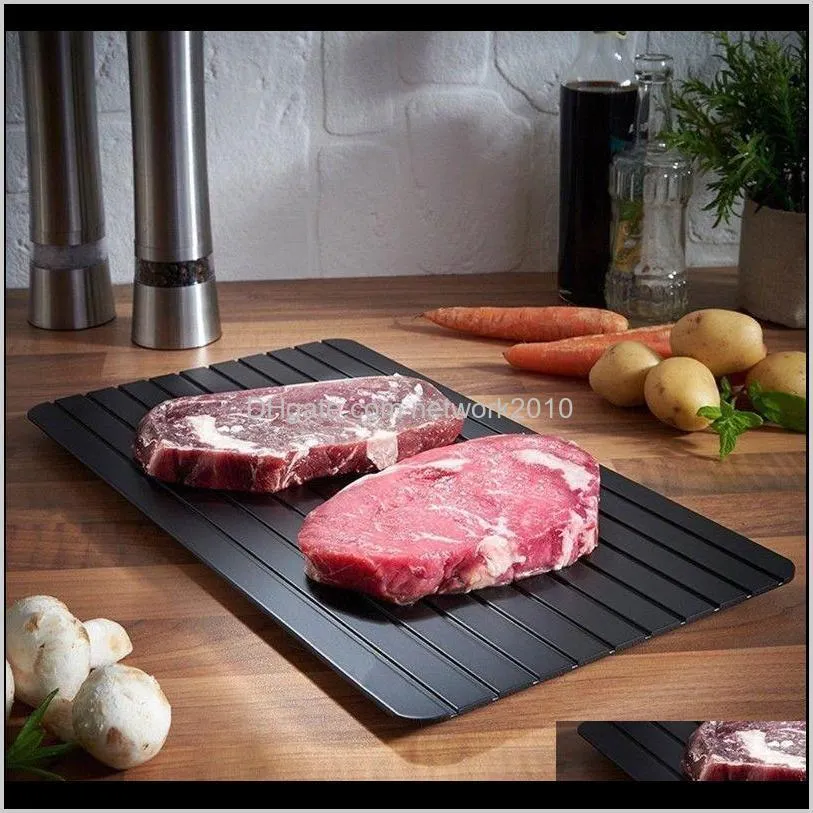 black fast thawing plate square defrost meat frozen tray safety metal aluminum mat kitchen tools for home