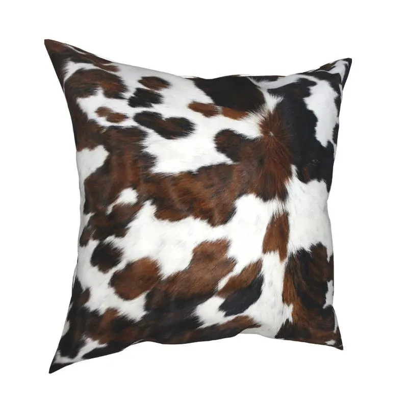 Cowhide Tan Texture Square Pillow Case Dekorativ djurpäls Leopard mönster Novelkuddtäcke Heminredning Kudde/dekorativ