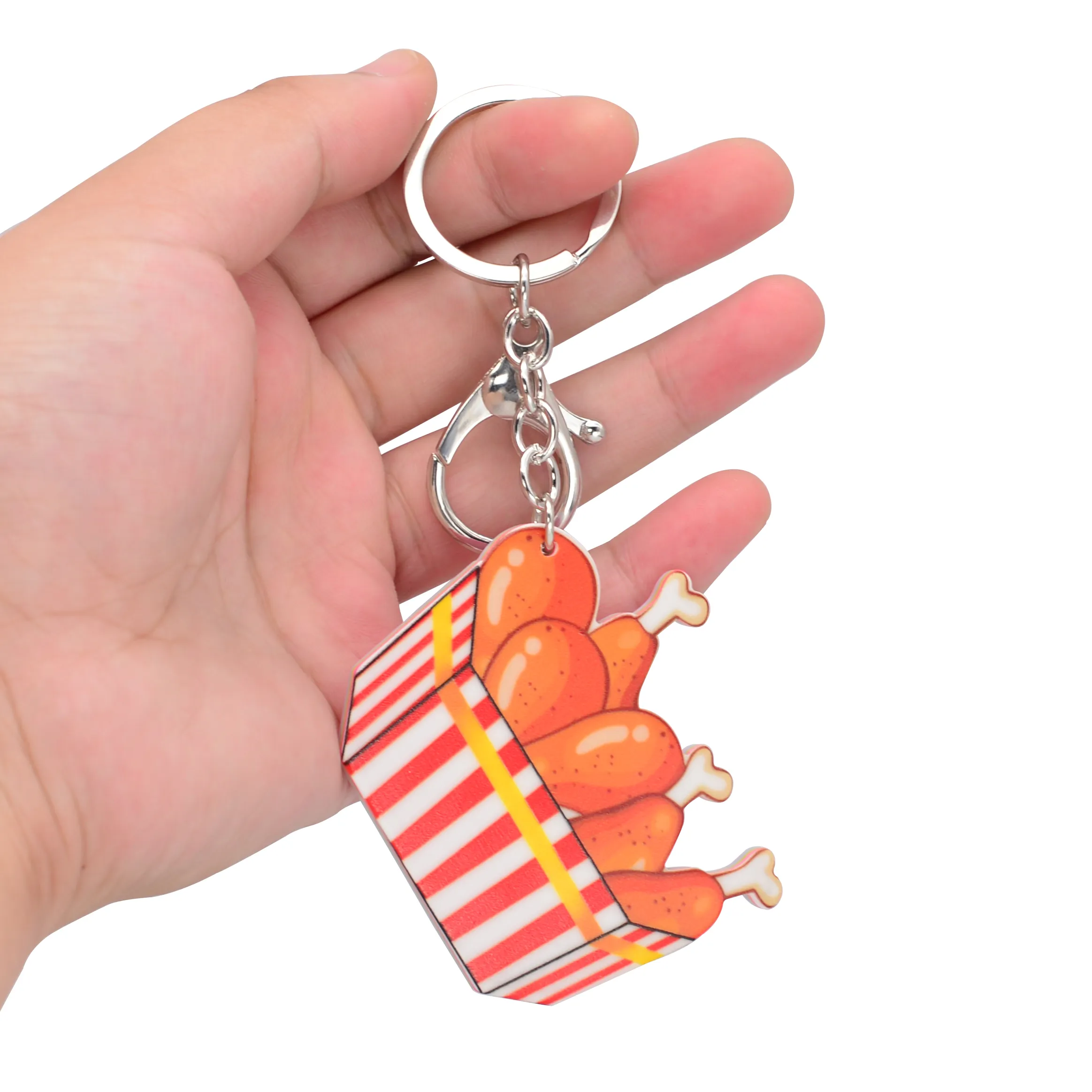 Cute Cartoon Acrylic Keychains Creative Food Drumsticks Key Chain Jewelry For Women Kids Girls Gift Car Accessory