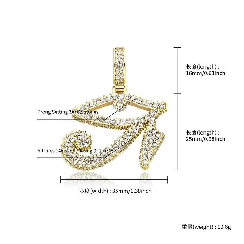 Hip Hop Claw Setting CZ Stone Bling Iced Out Eye Of Horus Pendants Necklaces For Men Women Rapper Jewelry Drop Pendant2111