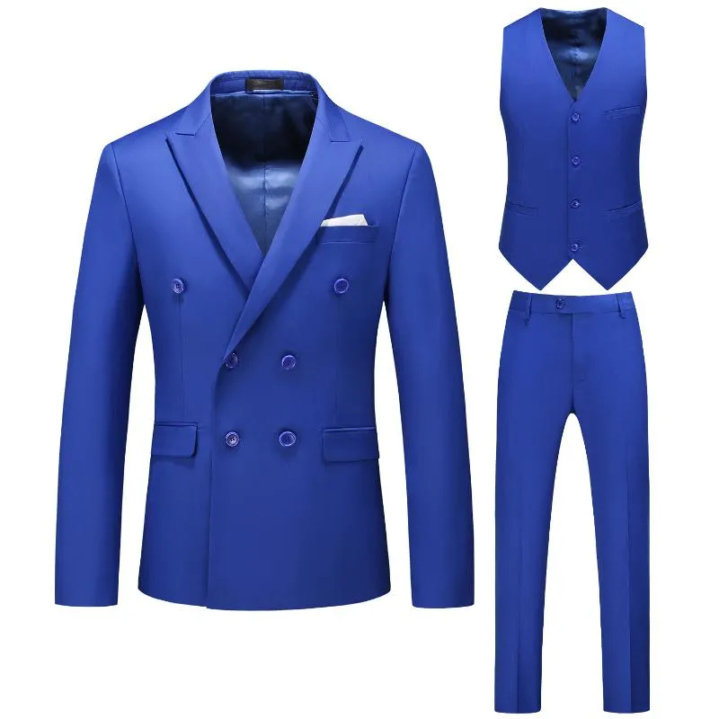 Mäns kostymer Blazers Mens 3 Piece Royal Blue Wedding Blazer 2021 Tre-Piece Fashion Stor Storlek 6XL Män Party Dress Man Suit