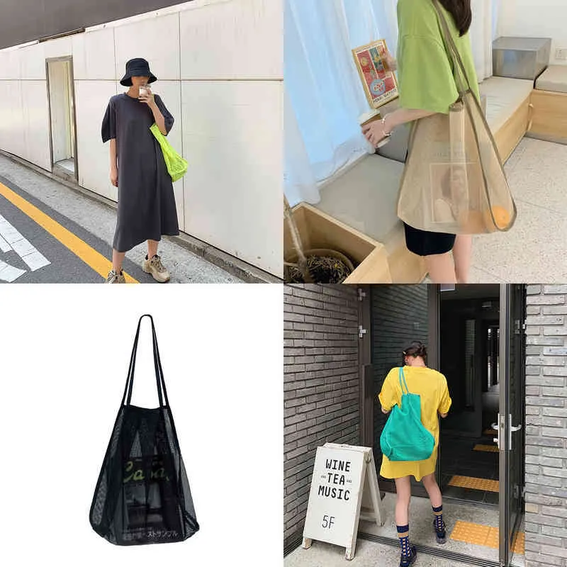 NXY Shopping Bags Hylhexyr Bolso de Hombro Malla Par Mujer Bolsa Playa Plegable Gran Capacidad A 0209