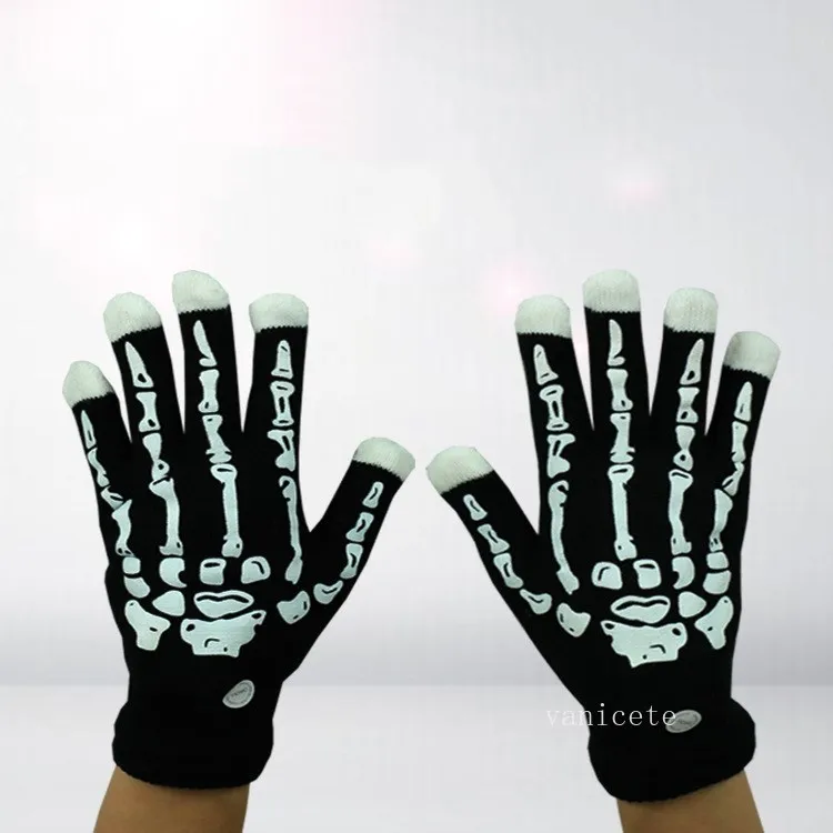 Halloween Skeleton LED leuchtende Handschuhe Christmas Parade Performance flash warme Handschuhe T2I52959