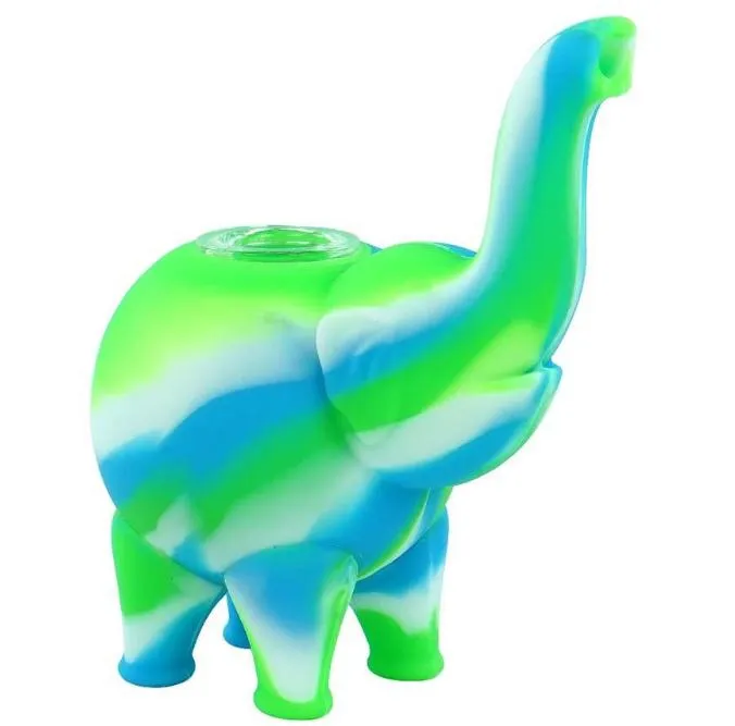 2022 novo elefante padrão mini borbulhador tubos de água de fumar várias cores silicone plataformas de óleo bong tigela de vidro grátis