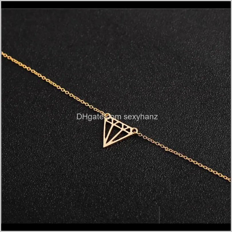 5pcs cut open flat line subulate triangles diamond bracelet minimalist simple geometric polygon hexagon layering rhombus cone