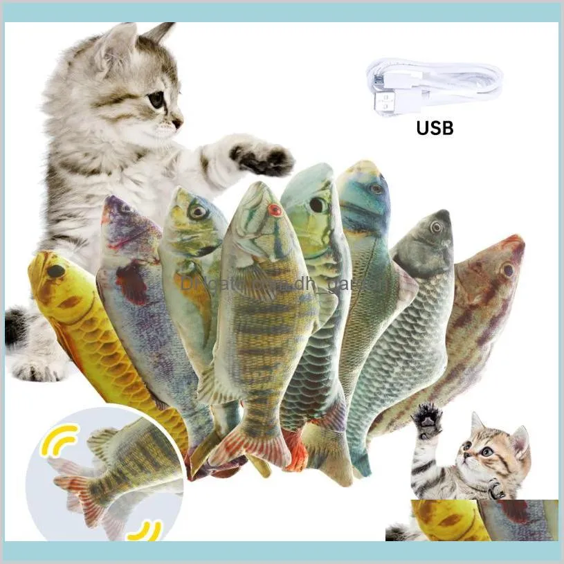 Fournitures Maison Jardin Doux En Peluche 3D Forme Chat Cadeaux Interactifs Poisson Cataire Jouets Oreiller Poupée Simulation Jouer Jouet Pour Pet Drop Delive