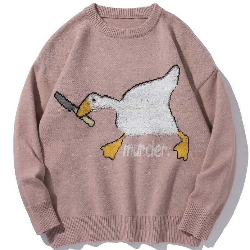 LACIBLE Hommes Streetwear Pull Goose Modèle Pull tricoté Automne Mode Harajuku Coton Casual Pull Pull Tops 211008