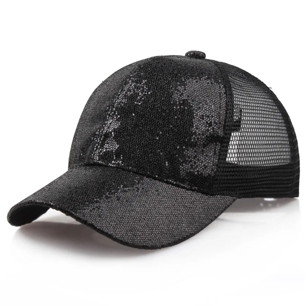 DHL Ponytail Baseball Cap Women Snapback Summer Mesh Hats Casual Sport Sequin Caps Drop Hat