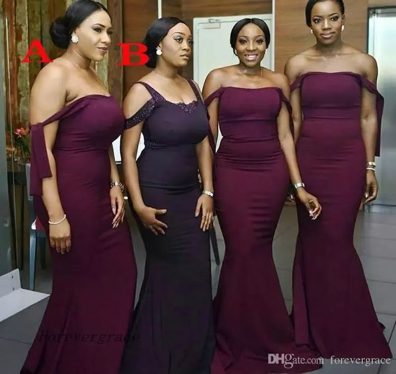 Mismatched Plus Size Black Bridesmaid Dresses Mermaid Bridesmaid Dresses  Off Shoulder Plus Size Sleeveless Floor Length