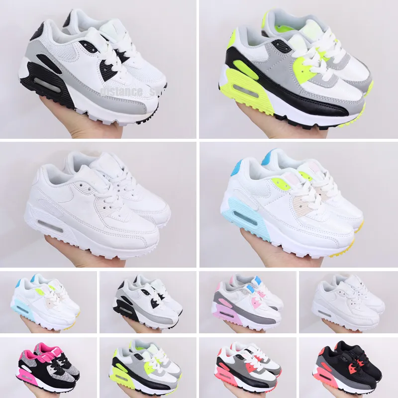 Nike Air Max 90 2018 Infant Bébé Garçon Fille Enfants Jeunesse Enfants 350 Chaussures de course à pied Chaussures de sport Pirate Noir classique 90 Baskets