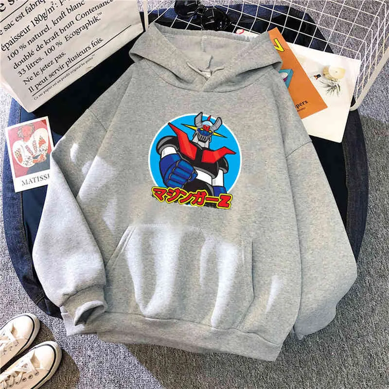 Hoodie Man Mazinger Z Print Harajuku Sweatshirt Harajuku Losse Hooded Sweatshirt Mannen Comfortabele Vintage Hoody Anime Hoodies H1227