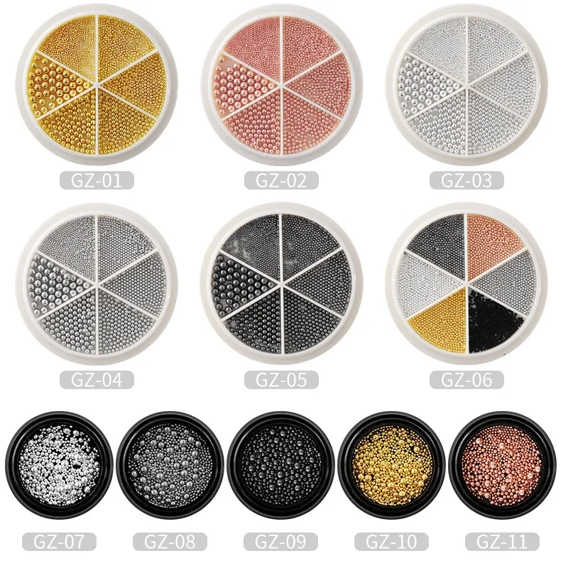 Fashion Nail Art Decorations Alloy Beads with Storage Box 6 Color Options False Nails Sticker Accessories