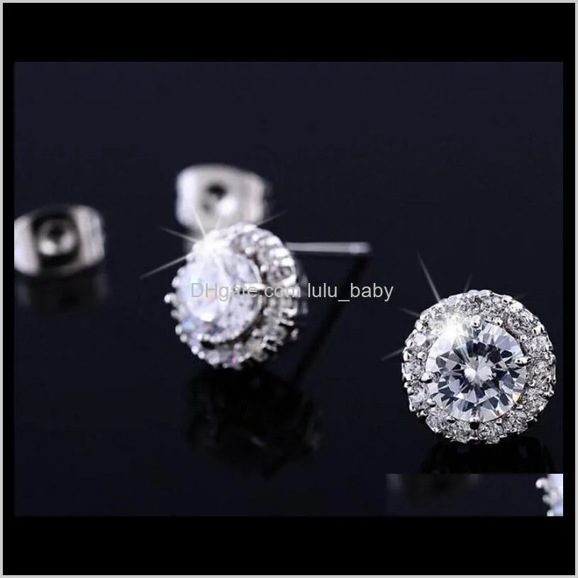 new 14k white gold plated earings big diamond earrings for women white zircon earrings