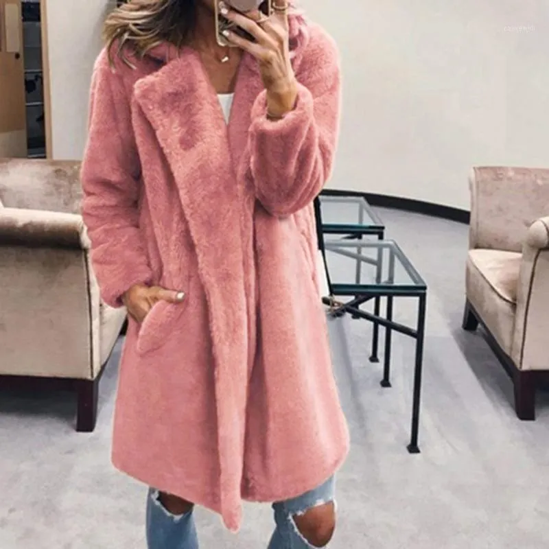 JacketShoodies ao ar livre feminino Faux Pur Coat Jacket sobretudo 2021 Autumn Winter Long Streetwear Solidwear Feminino Jaquetas de roupas femininas Chaqueta mujer