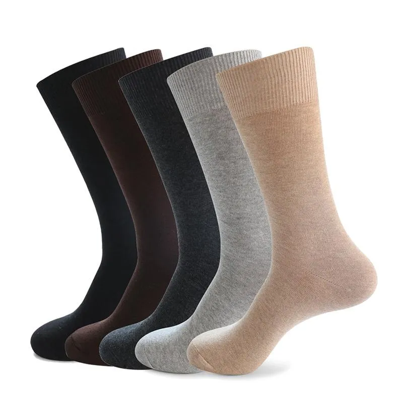 Men's Socks Solid Cotton Fashion Long Man Large Size Leg Casual Business Calcetines Hombre