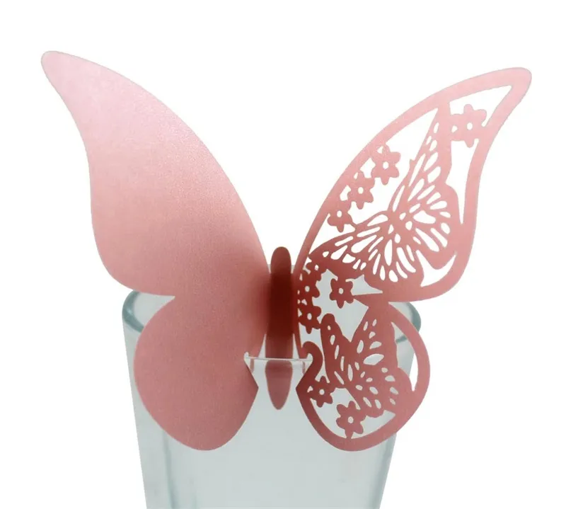 Groothandel Cup Papier Plaats Zitplaatsen Bruiloft voor Wijnglas Gunsten Home Escort Party Butterfly Card Decor Card Party Decorations NUPDD 1499 T2