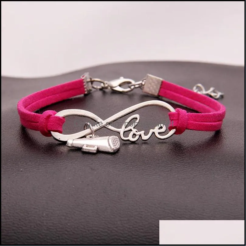 Cheer leader Horn Charm Bracelets Wish infinity Love Velvet Rope Wrap Bangle For women Men Luxury Sports Jewelry Gift