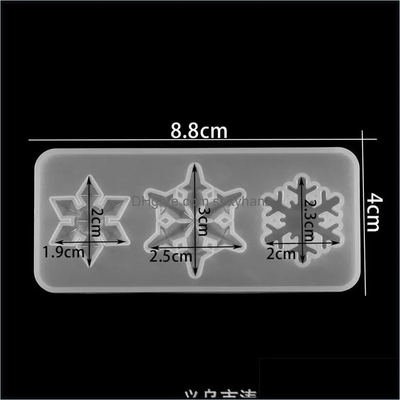 3 Styles Snowflake With Hole Silicone Molds Pendant Epoxy Resin Mold Christmas Tree Hanging Home Decoration DIY Jewelry Making 1403 Q2