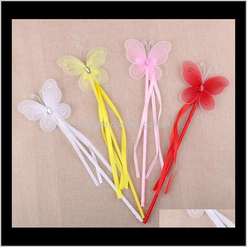 new colors princess butterfly fairy wand magic sticks birthday party favor girl gift 4color white pink red yellow sn2345