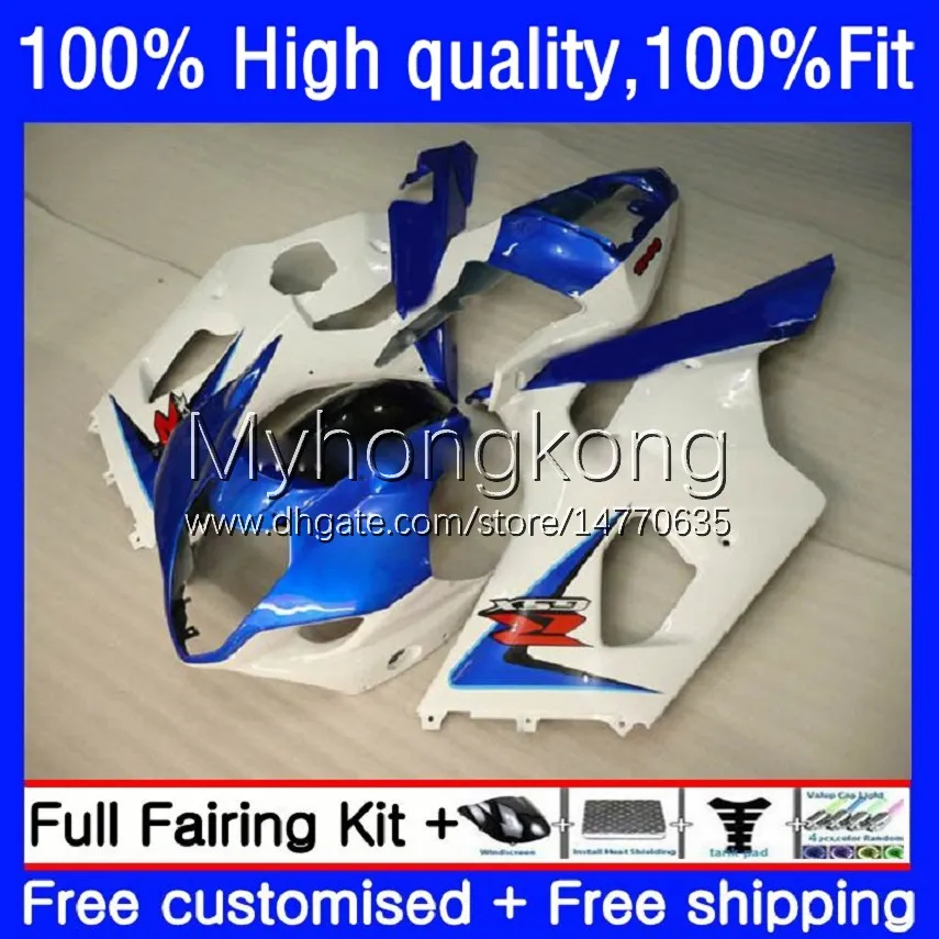 OEM Carrosserie voor Suzuki GSX-R1000 GSXR1000 K3 2003 2004 Wit Blauw Nieuwe Body 25NO.105 GSXR-1000 GSXR 1000 CC C 1000CC 03 04 GSXR1000CC 2003-2004 Injectie Mold Falling