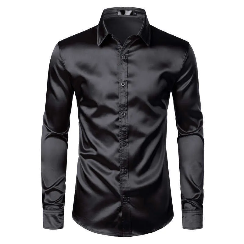 Camicie Eleganti Di Lusso In Raso Nero Da Uomo Camicia Da Smoking