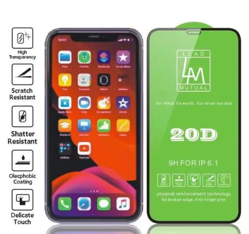 LM 20D Pellicola protettiva in vetro temperato Proteggi schermo per telefono cellulare per iPhone 6 6s 7 8 Plus 12 mini 11 Pro XS Max XR X Protector MQ100