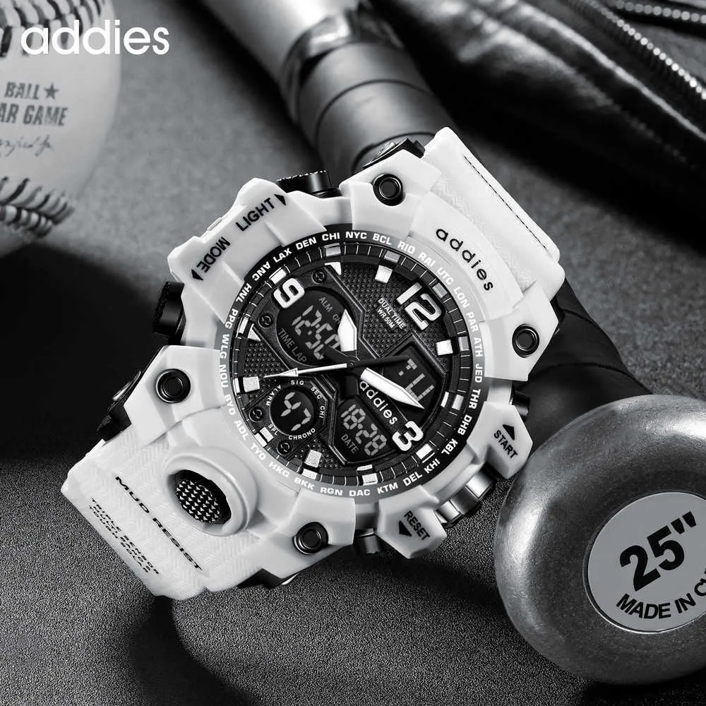 デュアルディスプレイ、スポーティ、ミリタリーG1022のオスの白いスポーツの時計、防水腕時計を追加