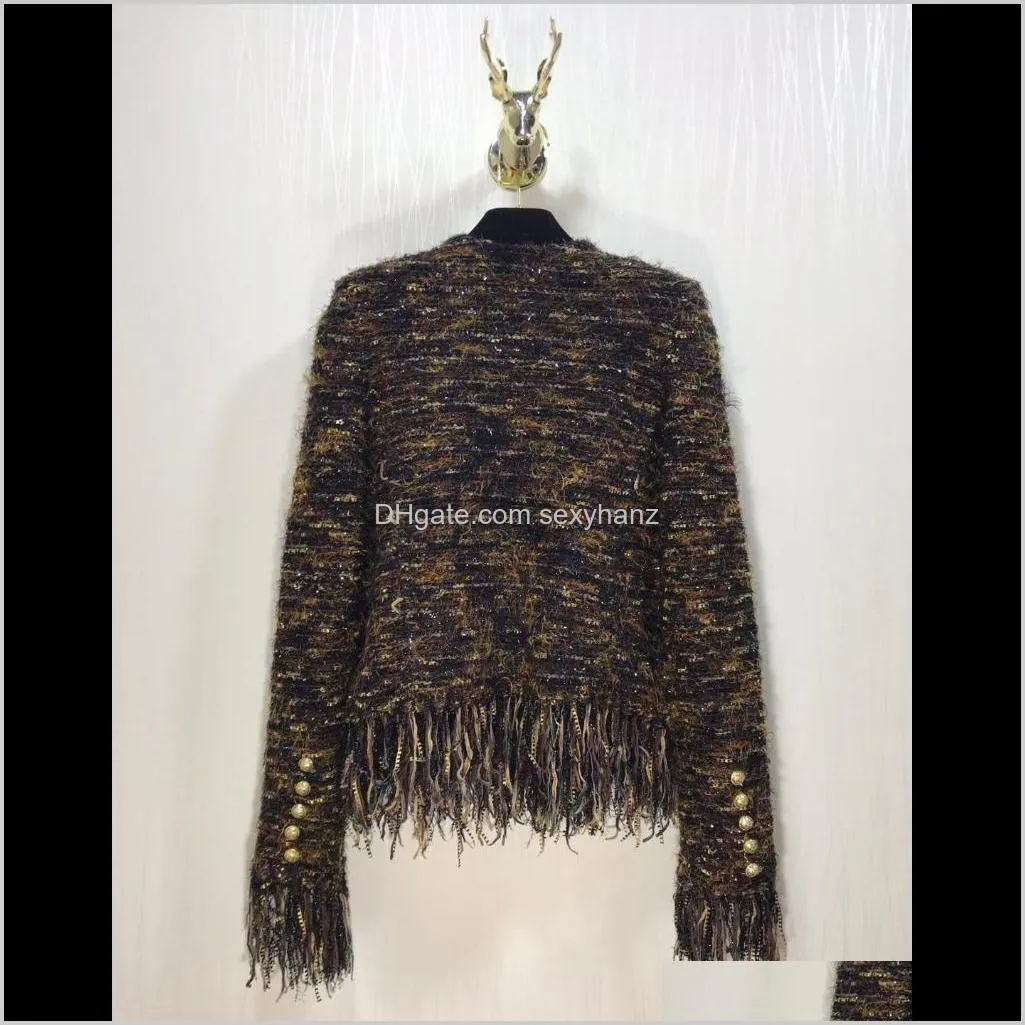 2020fw luxury high quality women spring autumn new tassel tweed coat jacket for ladies chic outerwear rmsx 11.141