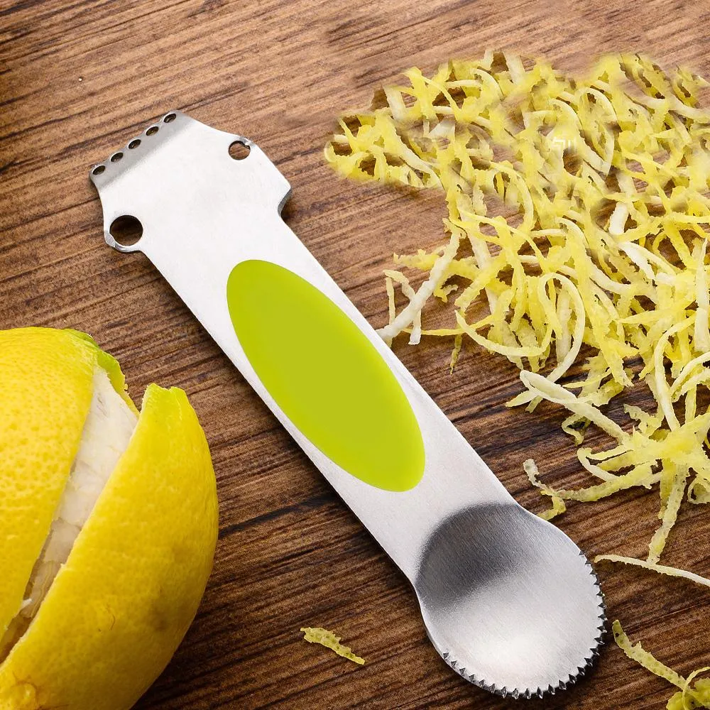 Citrus Zester 3-en-1 Acier Inoxydable Citron Râpe Éplucheur De Fruits Outils Multifonction Cuisine Accessoires Bar Gadget X