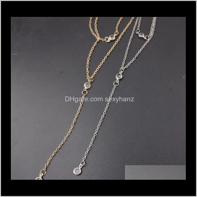 charm multilayer long tassel chain necklace charming women gold color boho beach sexy body jewelry crystal pendant t297