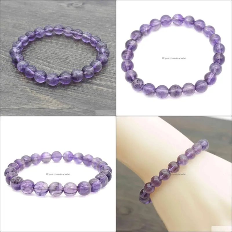 Accessories 8mm simple Amethyst Bracelet single Circle