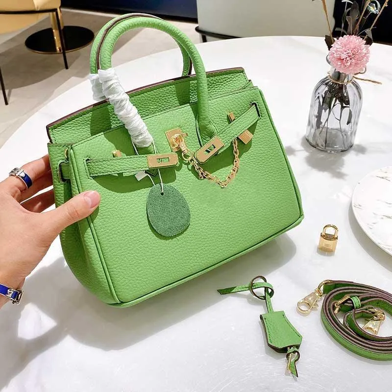 Fashion Graceful Handbag Big Shoulder Bag Lady Hand Bag Genuine Leather Bag Green Handbag Belt Bags