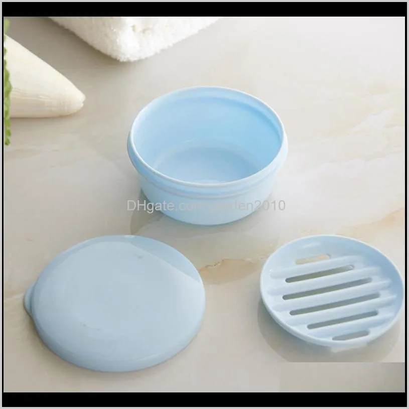 soap dish box bathroom sealed soap case holder container wash shower home round travel supplies