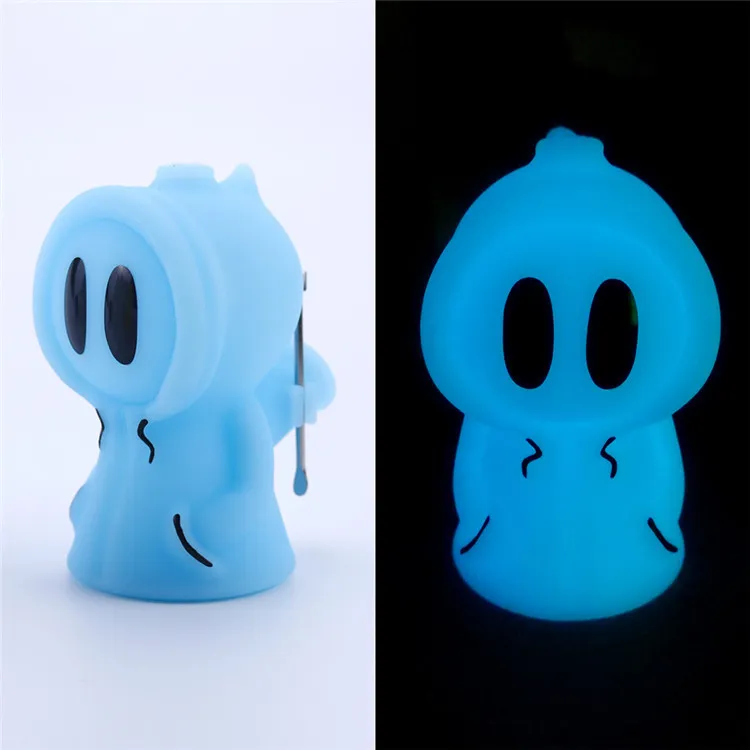 Glow w ciemnym silikonowym bongu Łatwe do noszenia bonga palenia Lovely Dog Mini Dab Rig z 2 kolory Szklane fajki fajkowe