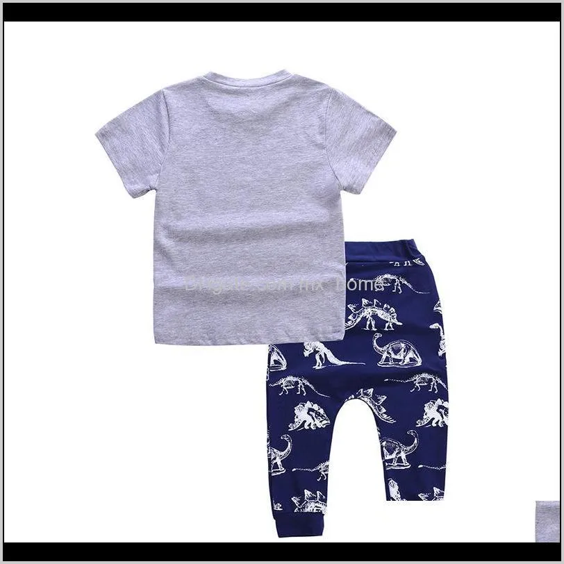 boys dinosaur t-shirt pants two-piece clothing sets short sleeve dinosaur shirt dinosaur pants kids summer outfits 2-6t