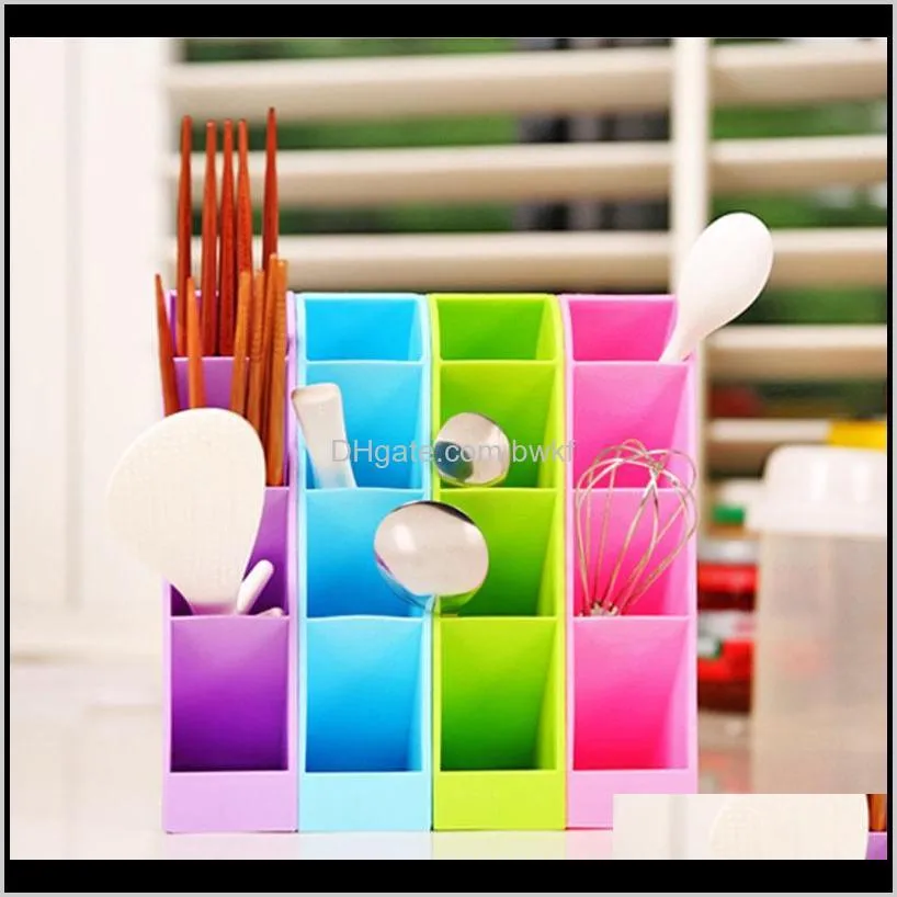 1pc plastic desktop storage box 4 grids pen tableware organizer box cosmetic storage finishing box home accessories