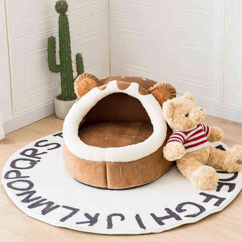 Cama Cueva Para Gatos Invierno - Cálida Y Acolchada | Fondo Antideslizante | Cojín Extraíble Lavable | Verde, 50x40x38 Cm