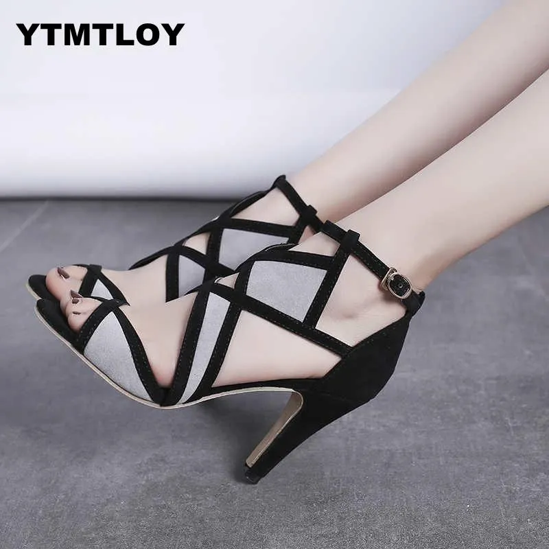 Top Quality Size 35-42 Hot Sandalia Feminina Summer Gladiator Tacchi alti Sandali Peep Toe Scarpe casual Donna Piattaforma impermeabile Sexy 9