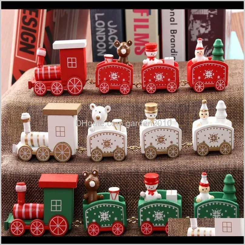 christmas wood train snowflake painted xmas decoration ornament for home garden santa/bear xmas toys gift navidad new year gift1