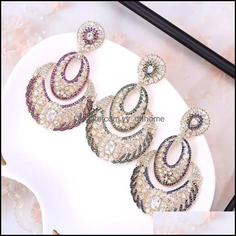 Dangle & Chandelier 2021 Earrings Creative Heavy Industry For Women European And American Ins Handmade Crystal Zircon Wedding Jewelry