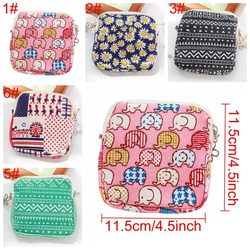 Women Girl Cute Sanitary Pad Organizer Lovely Printed Purse Holder Napkin Towel Cosmetic Storage Bags Sanitary Napkin Pouch Bag DH1360 T03
