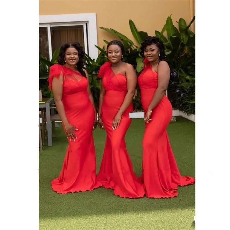 Red Bridesmaid Dress, Elegant One Shoulder Mermaid... From Haiyan4419,  $89.75